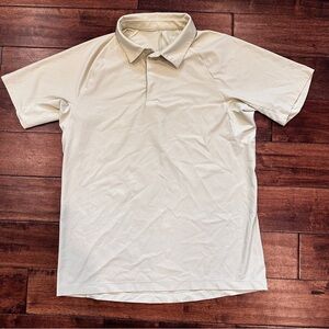 Lululemon Snap Front Performance Polo Shirt Mens M Green/Yellow Short Sleeve